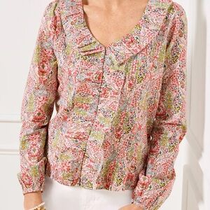 Talbots Pink and Yellow Floral Blouse